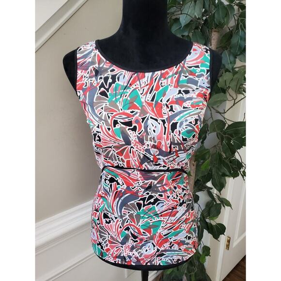 Nine West Womens Multicolor Polyester Sleeveless Round Neck Top Blouse Size M - Picture 14 of 14